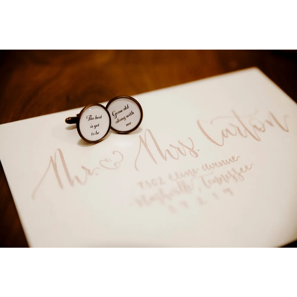 Gift for Groom, Wedding Cufflinks, Grow Old with Me The Best is Yet to Be